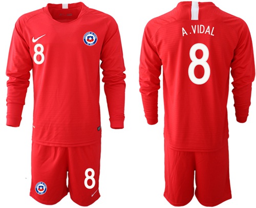 Chile #8 A.Vidal Home Long Sleeves Soccer Country Jersey